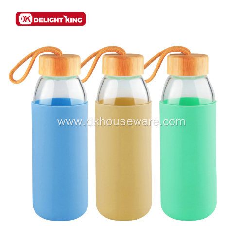 Glass Water Bottle with Waterproof Lid Silicone Sleeve